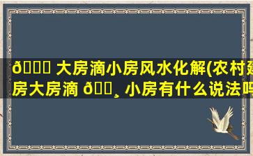 🐎 大房滴小房风水化解(农村建房大房滴 🕸 小房有什么说法吗)